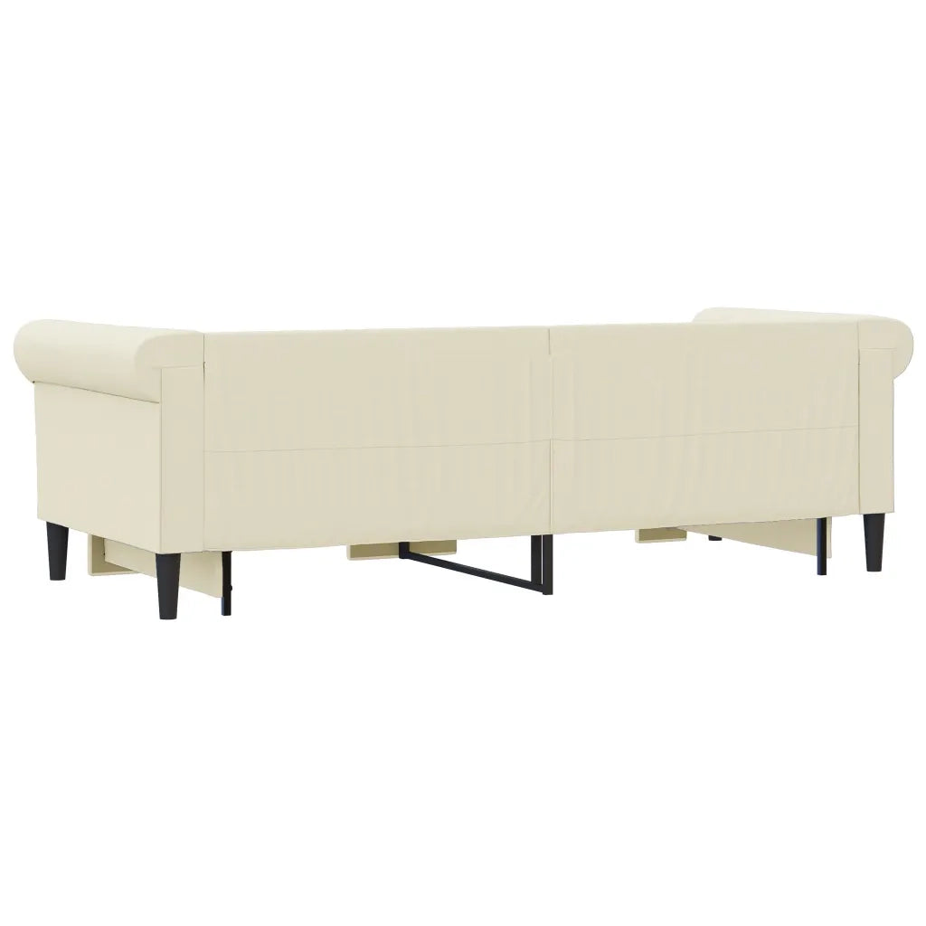 Divano Letto Estraibile con Cassetti-Sofa Letto-Daybed Crema 90x200 cm Similpelle