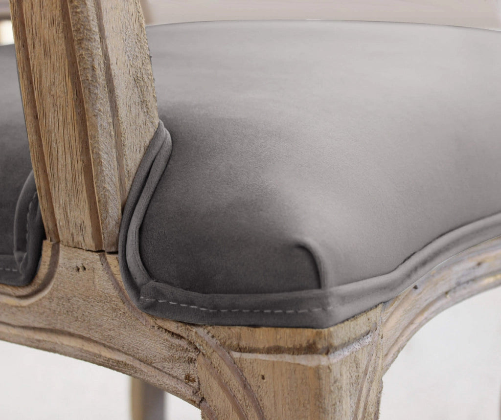 Poltrona Charlene in Velluto Taupe 55x51x100 h cm in Legno Tortora