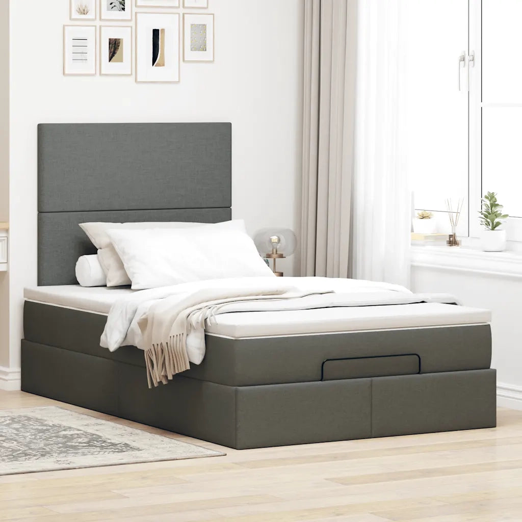 vidaXL Struttura Letto Pouf con Materasso 80x200 cm in Tessuto