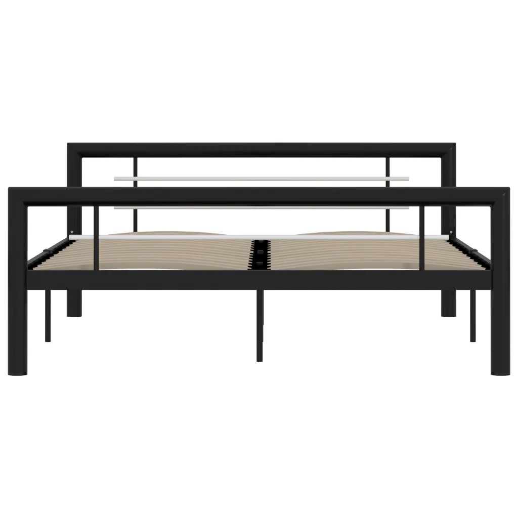 Letto matrimoniale | Letto per adulti | Giroletto Nero e Bianco in Metallo 160x200 cm
