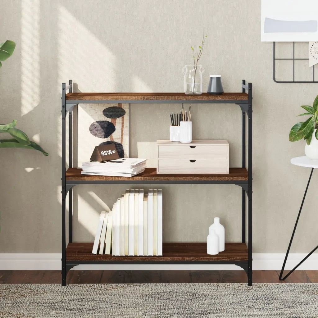 Libreria 3 Ripiani Rovere Marrone 80x30x86 cm Legno Multistratocod mxl 132498