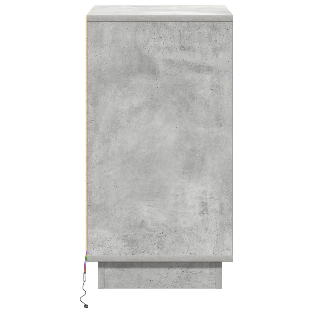 Comodino con illuminazione LED Grigio cemento 39x34,5x65 cm Legno ingegnerizzato