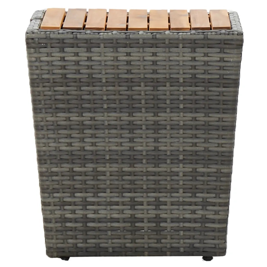 Tavolino-Tavolino da soggiorno-Tavolo Grigio 41,5x41,5x43 cm in Polyrattan e Legno di Acacia