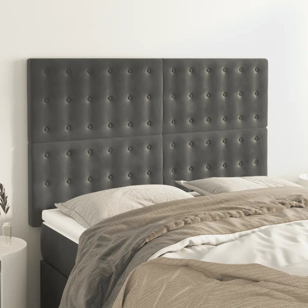 Testiera | Testata Grigio Scuro 144x5x118/128 cm Velluto