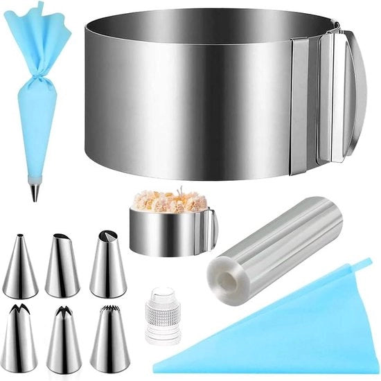 Set di anelli per torta adattabili 85 cm - Anello di acciaio inossidabile per torta 16-30 cm - Accessorio da forno per torte anello per torta