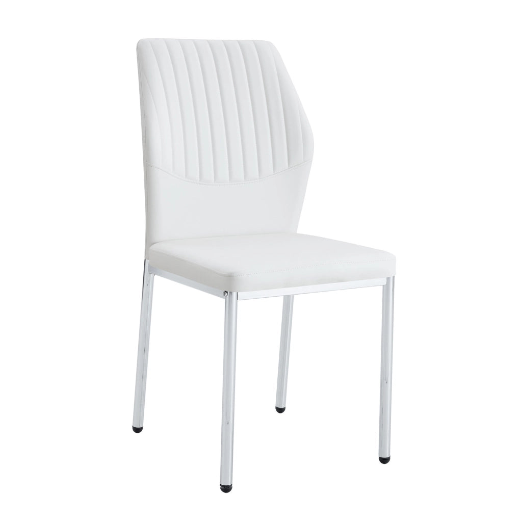 Set di 4 sedie da pranzo in PU bianco e metallo argento