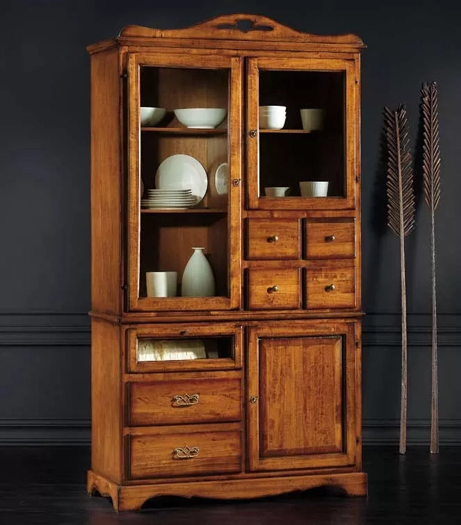 dispensa in legno 7 cassetti 3 porte grezzo l.120 p.52 h.220 - Mobili 2G