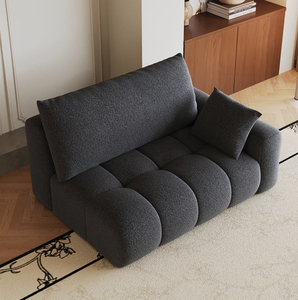 Divano modulare 2 posti con chaise longue reversibile, tessuto grigio scuro