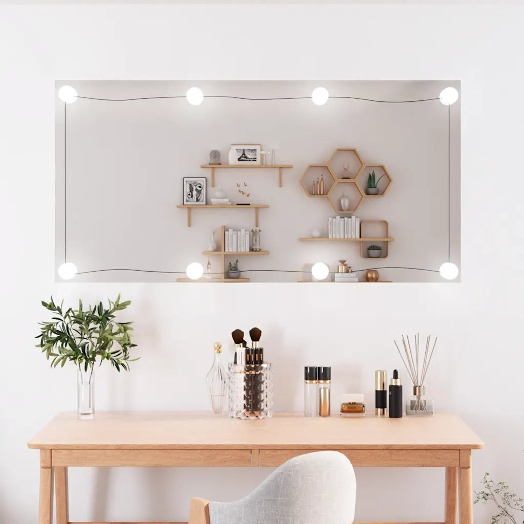 Specchio da Parete con Luci LED-Specchio a Muro-Specchio Decorativo 50x100 cm Vetro Rettangolare