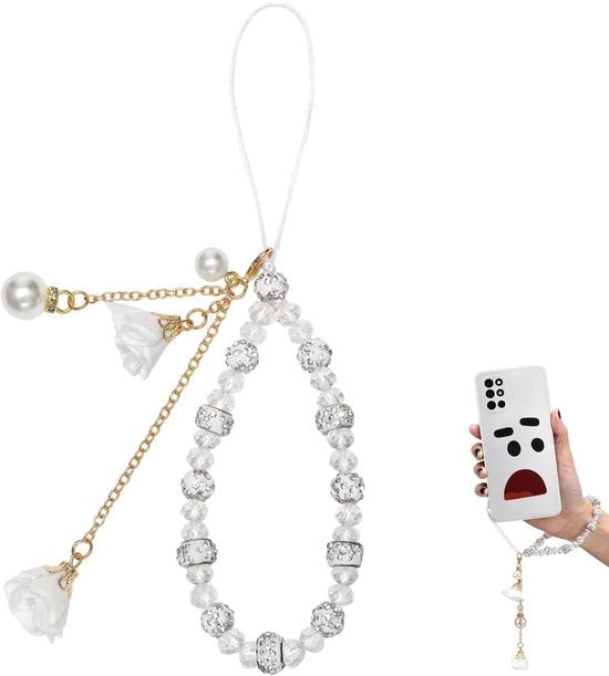 Accessori per Telefono - Maniglia con Cristalli Decorativi - Cordone 31cm - Cinturino Antiscivolo - Decorazione - Manuale - Accessori Leggeri