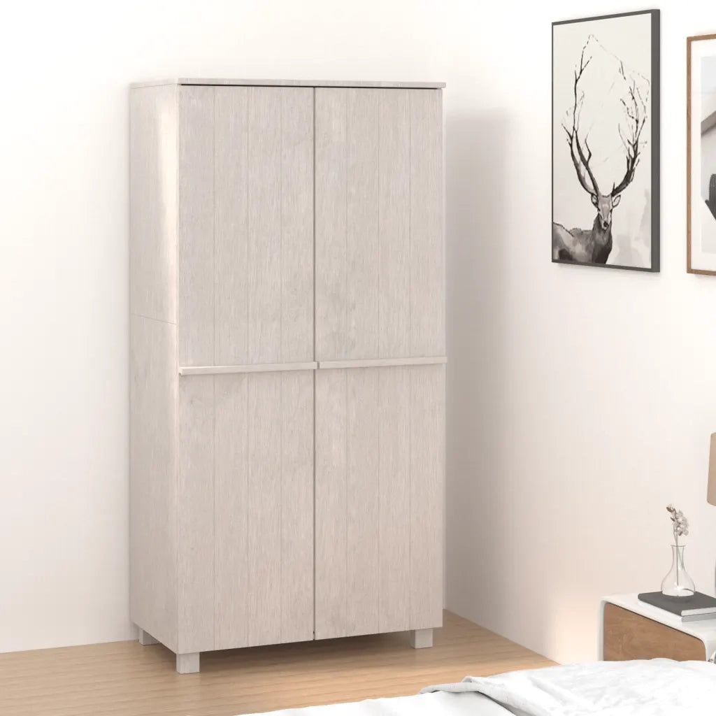 Armadio HAMAR Bianco 89x50x180 cm in Legno Massello di Pino CFW4083468