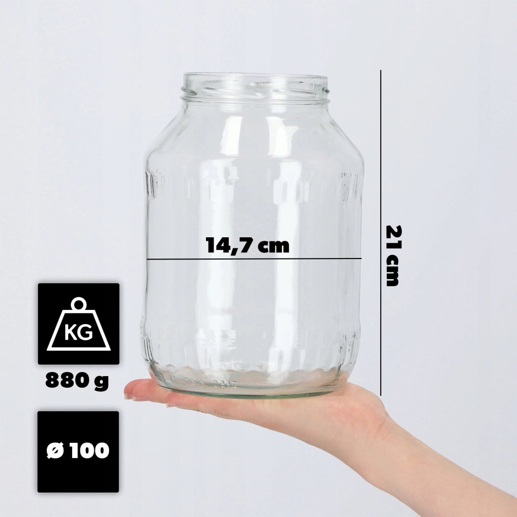 KADAX 2x Barattoli da 2,5 L per miele e conserve, coperchi in vetro Fi100
