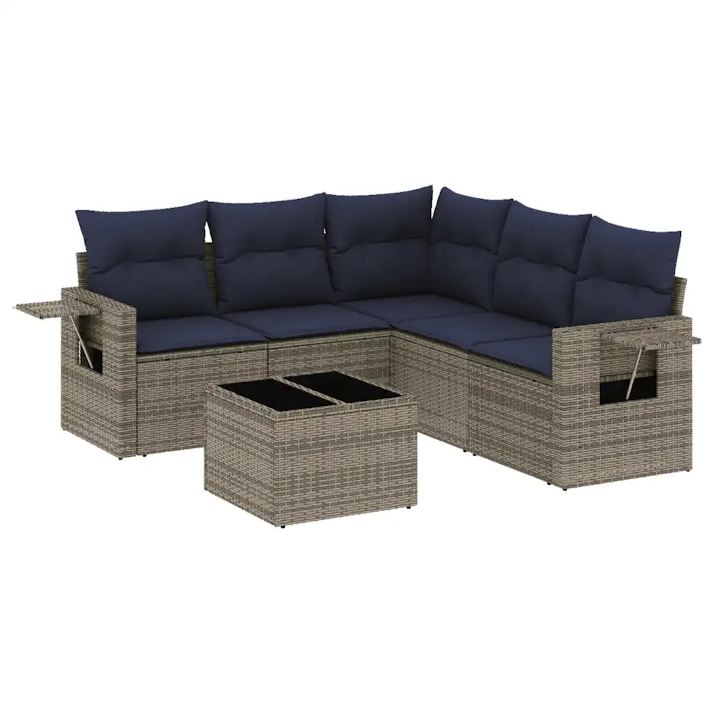 Set Divani da Giardino 6 pz con Cuscini Grigio in Polyrattan 3220160