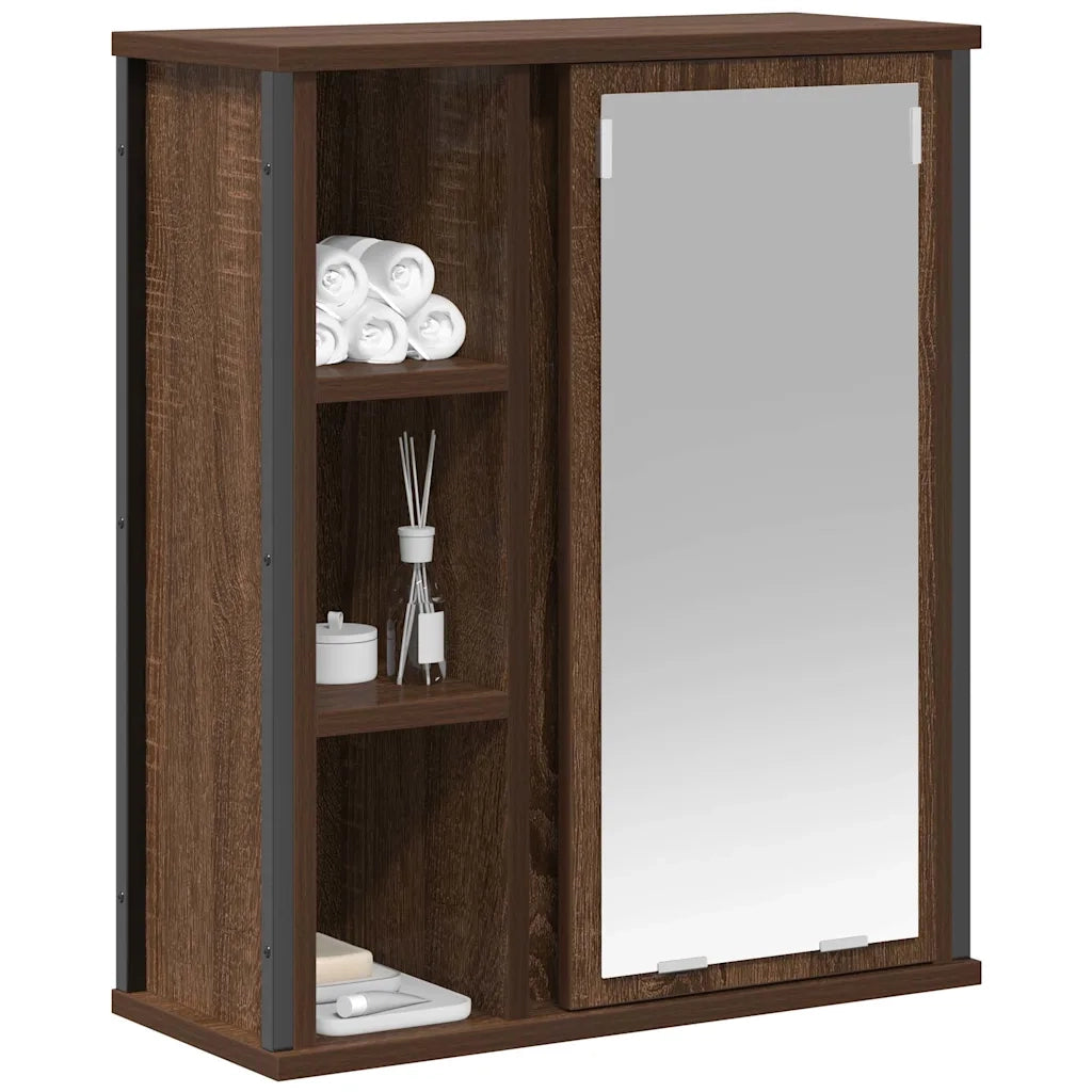 Pensile da Bagno con Specchio Rovere Marrone 50x21x60 cm 861906