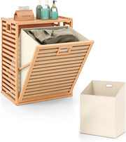 Armadietto lavanderia con sacco portabiancheria pieghevole, 50 x 35 x 64 cm, cesto portabiancheria con maniglia, armadietto da bagno per lavanderia, bagno camera da letto