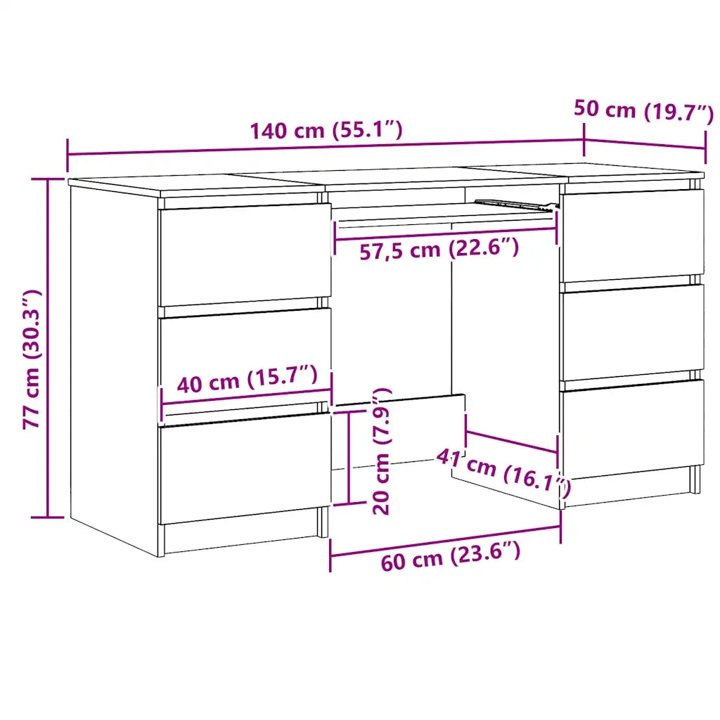 Scrivania Rovere Artigianale 140x50x77 cm in Legno Multistrato 855961