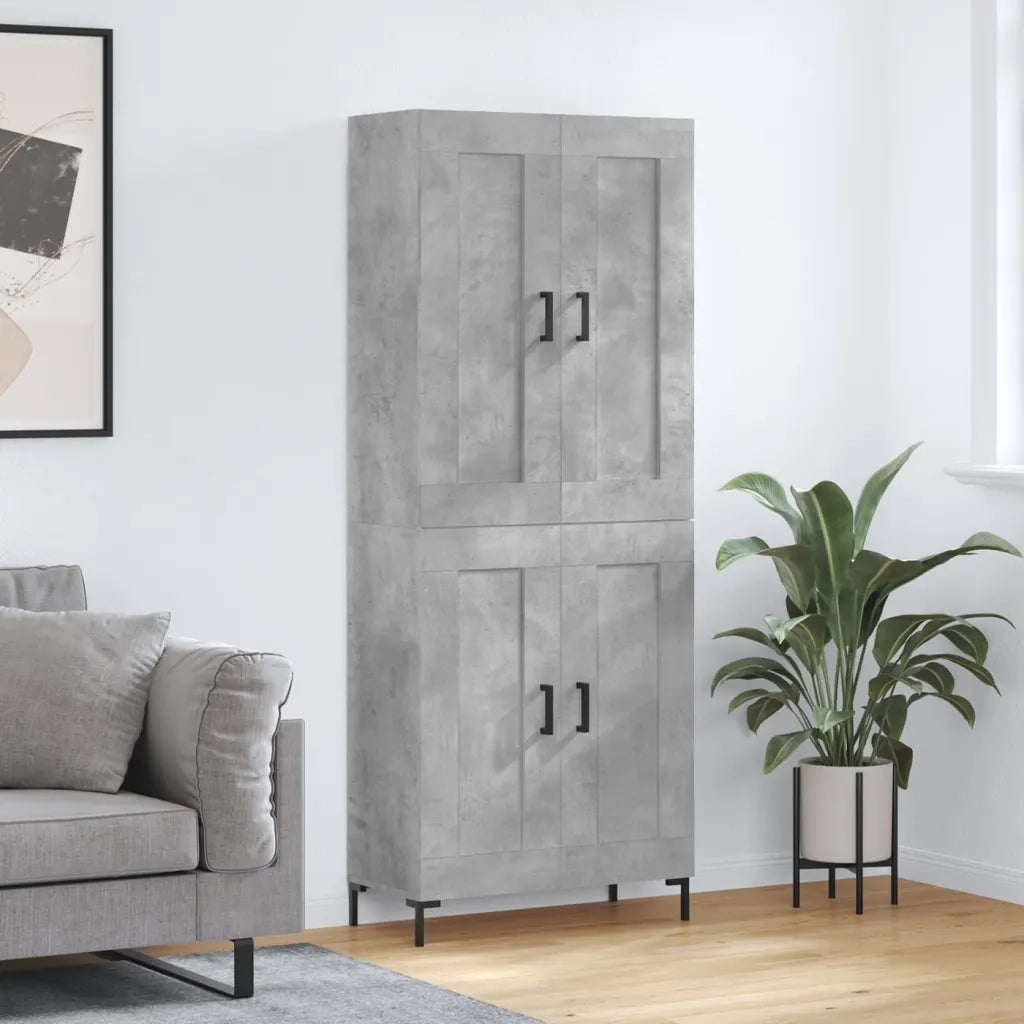 Credenza-Buffet-Armadio da cucina Grigio Cemento 69,5x34x180 cm in Legno Multistrato 733594