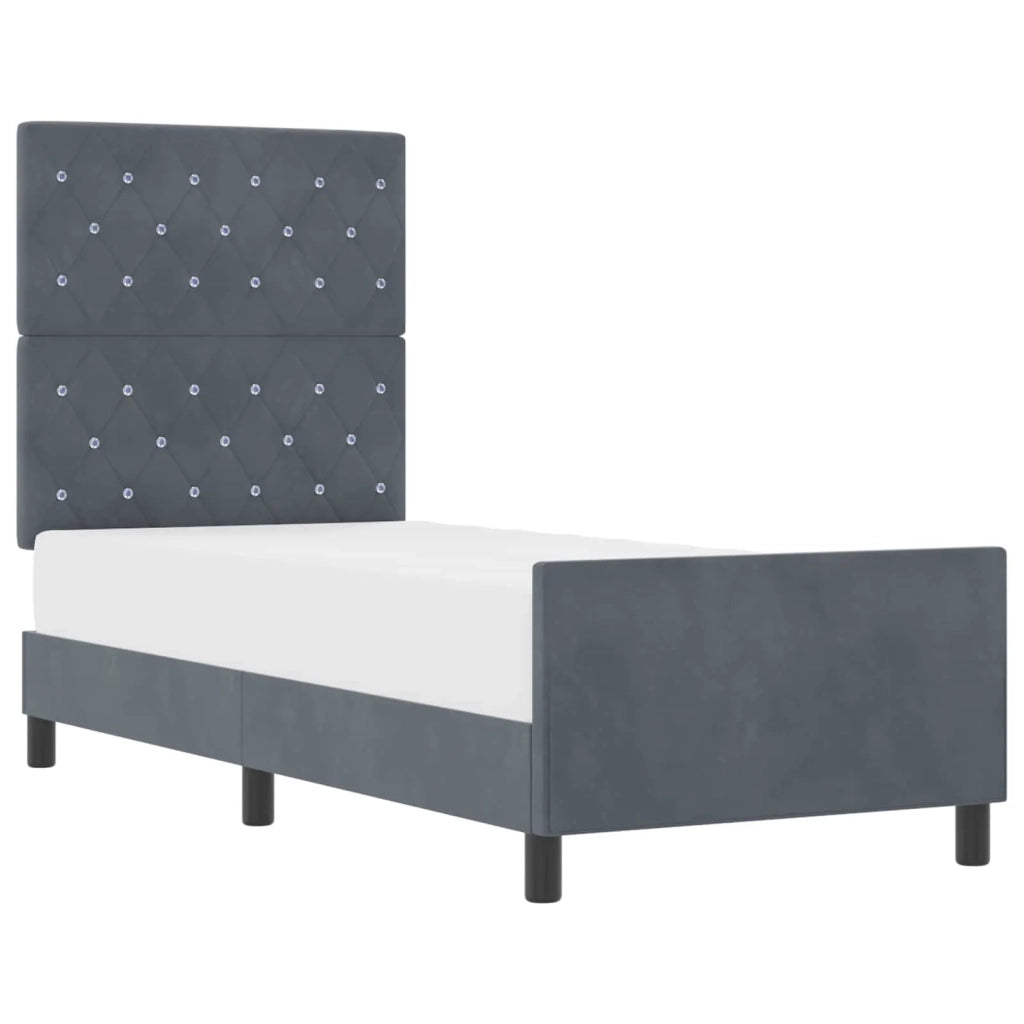 Letto a molle con testiera-Rete con Testiera Grigio scuro 80 x 200 cm Velluto
