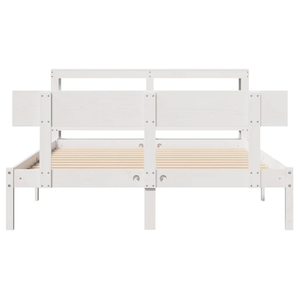 Letto senza Materasso Bianco 150x200 cm Legno Massello di Pino