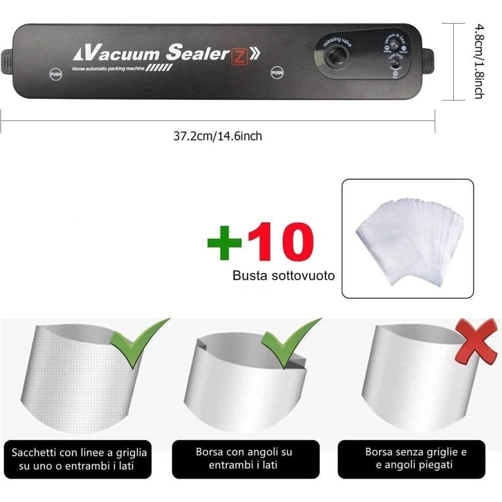 Trade Shop - Confezionatrice Macchina Sottovuoto Elettrico Portatile Per Alimenti 90w Q-z100 -