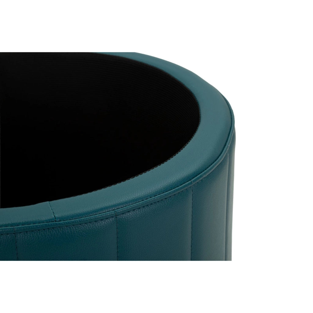 Pouf London in poliuretano ottanio con dettagli oro