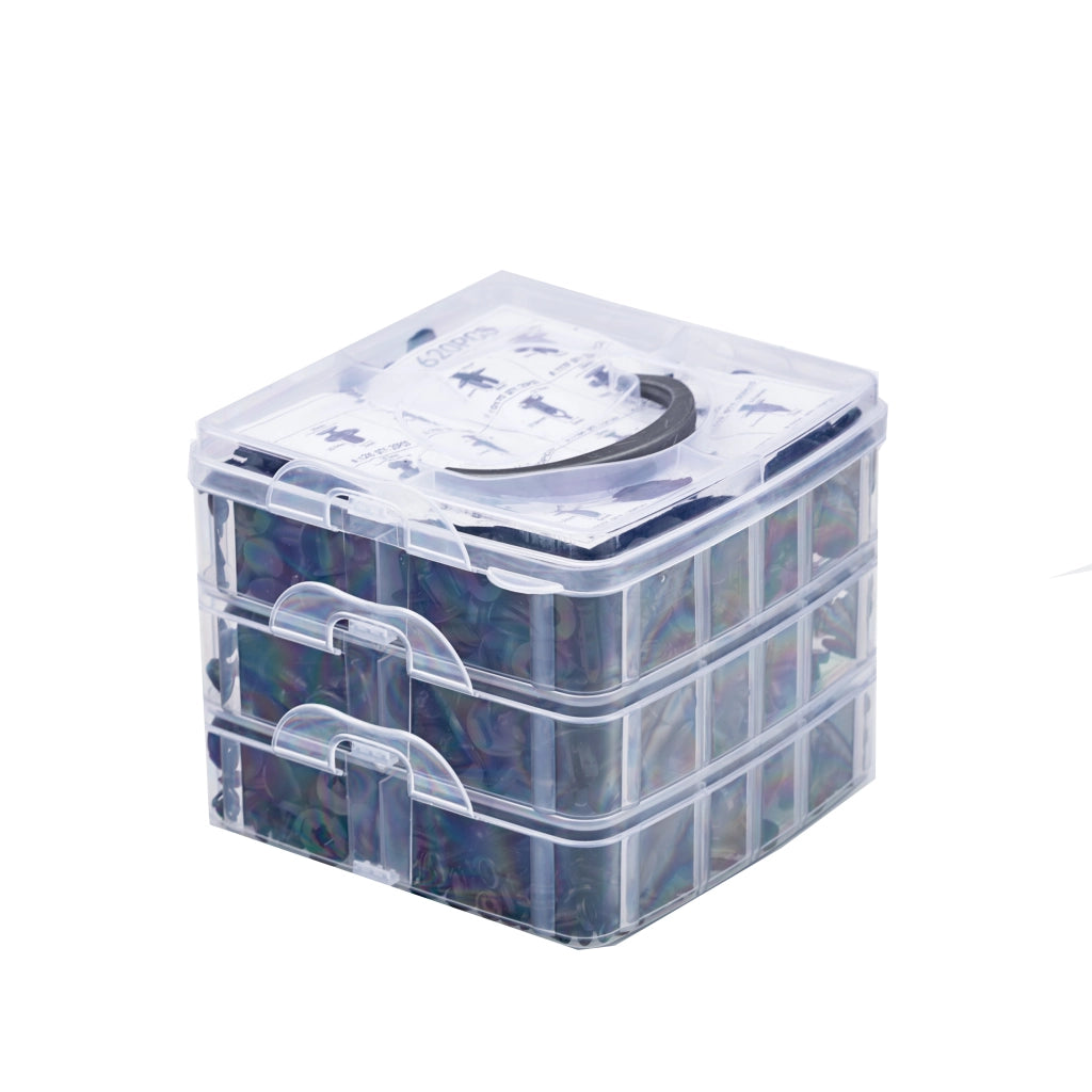 Set di Rivetti Auto Rosfix – 650 Pezzi in Scatola di Plastica | Nylon Resistente, Varie Dimensioni