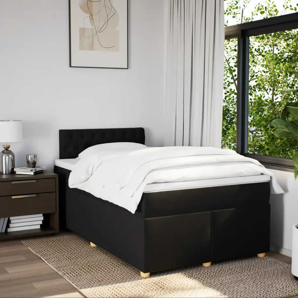 Giroletto a Molle con Materasso Nero 120x190 cm in Tessuto