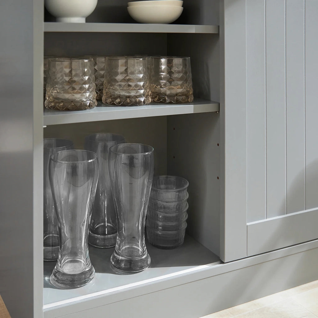 Credenza con ante scorrevoli Isola cucina con piano di lavoro espandibile Credenza cucina Credenza grigio chiaro 110x68x97cm, FSB36-HG