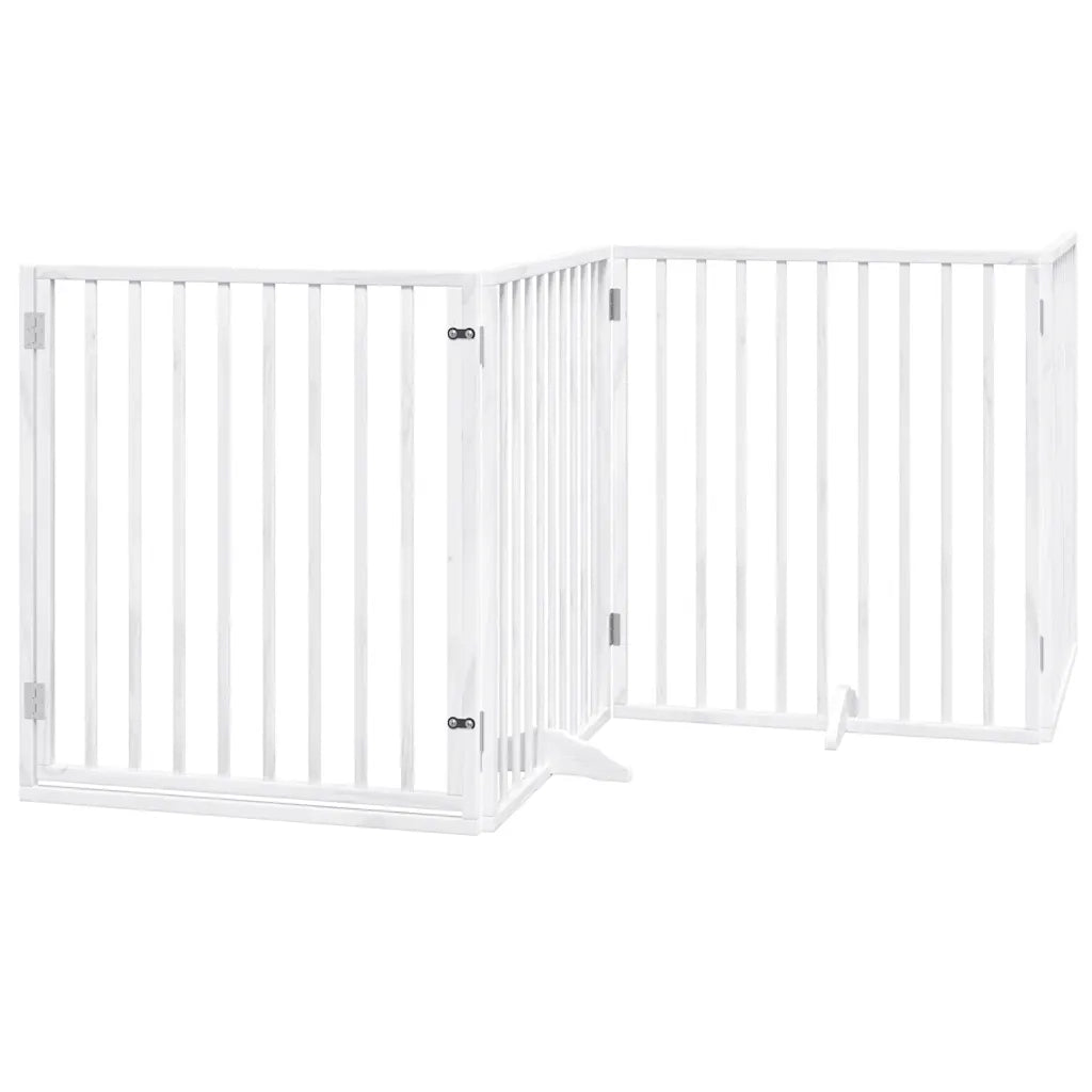 vidaXL Cancello Cani Porta Pieghevole Bianco 6 Pannelli 480 cm Pioppo