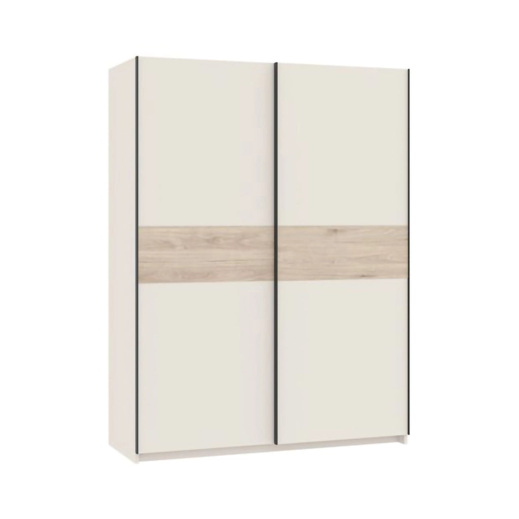 Armadio Camera da Letto Manita, Guardaroba 2 Ante 2 Ripiani, 150x204h cm Beige Cashmere