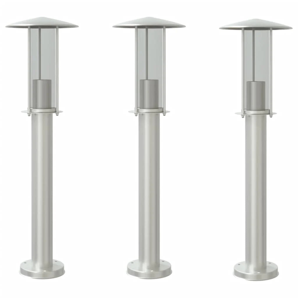 Set di 3 lampade da terra per esterni color argento 60 cm acciaio inox argento 02_0042560