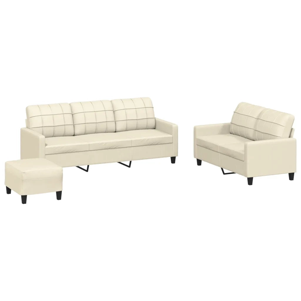 Set di Divani 3 pz con Cuscini crema in Similpellecod mxl 107064