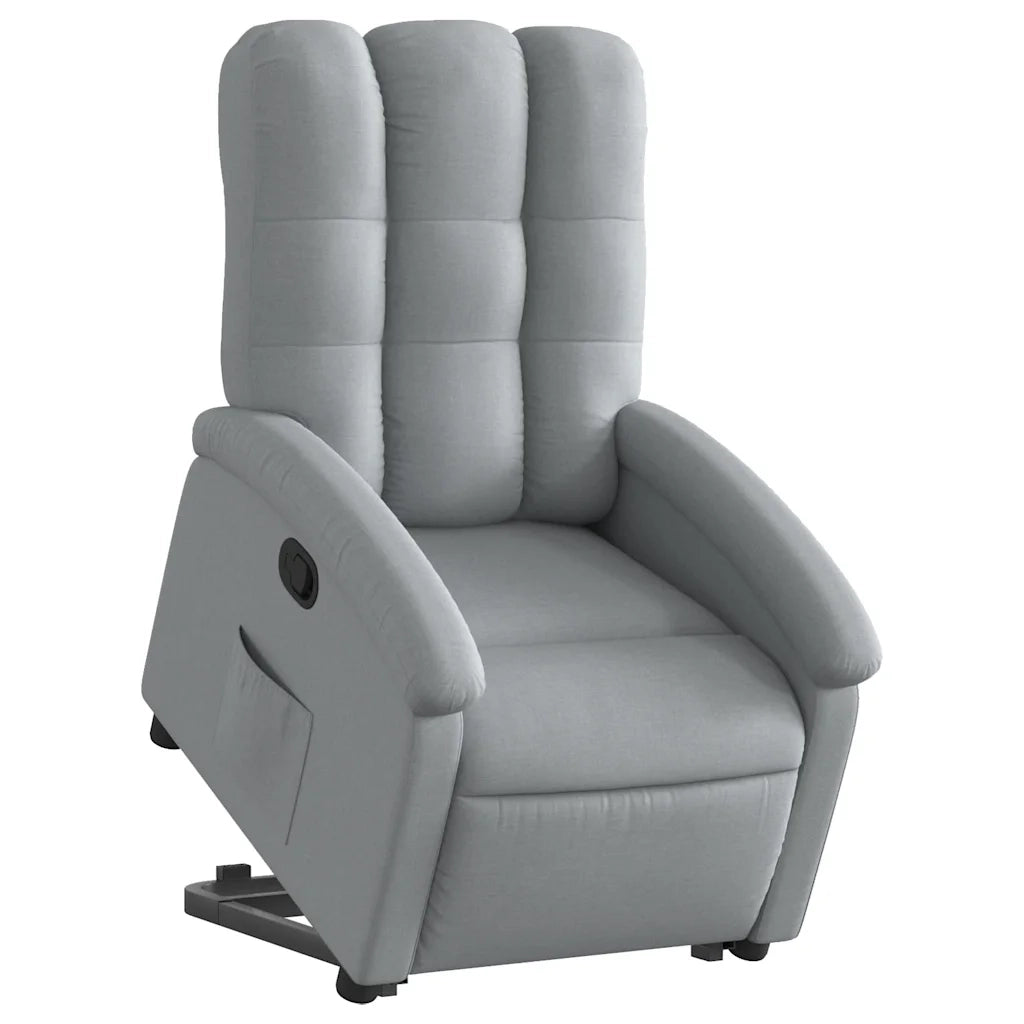 Poltrona | Sedia Relax Alzapersona Reclinabile Grigio Chiaro in Tessuto