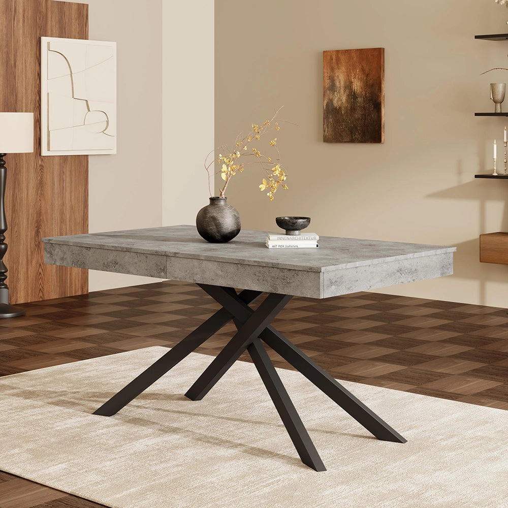Tavolo Estensibile Xylo 140/180x80cm - Grigio e Piedi Metallici
