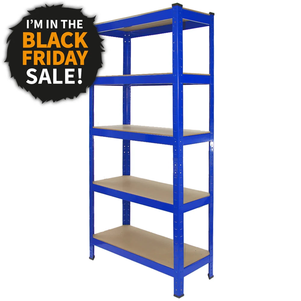 Scaffale in Acciaio Senza Bulloni T-Rax Blu Largo 75cm per Magazzino e Garage