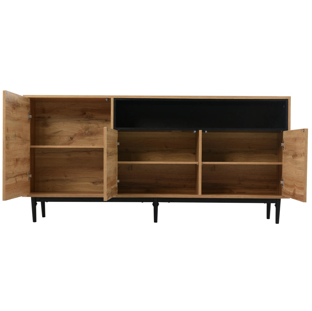 Credenza 160x35x76 cm con 3 ante e ripiani; MDF