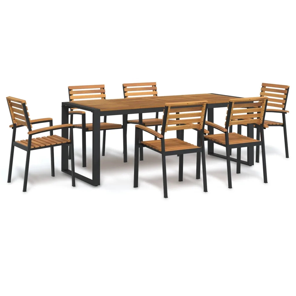 Set Pranzo da Giardino 7 pz Legno Massello di Acacia e Metallocod mxl 100339