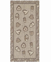 Tappeto LOVELY beige tortora cm.55x115 moderno cuori, passatoia cucina multiuso lavabile antiscivolo
