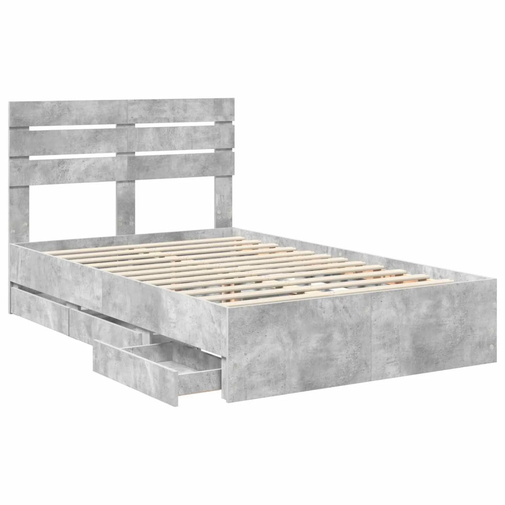 Struttura del letto con cassetto Grigio cemento 135 x 190 cm