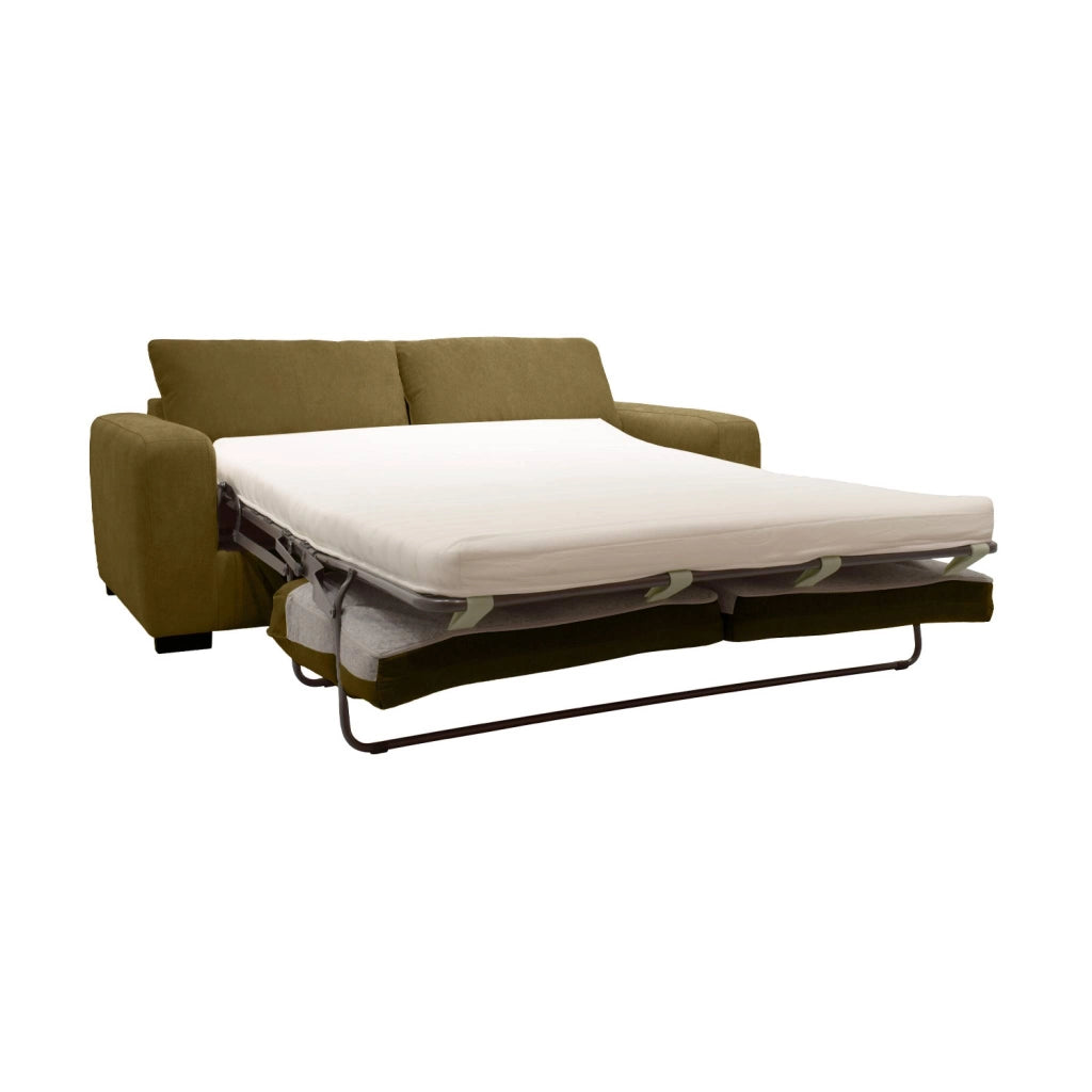 Divano letto in ciniglia con materasso, 3 posti, vert bronze