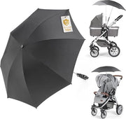 Parasole universale, ombreggiatura per passeggini e carrelli, protezione UV 50+, diametro 73 cm, parasole flessibile con supporto universale per tubi rotondi e ovali, nero