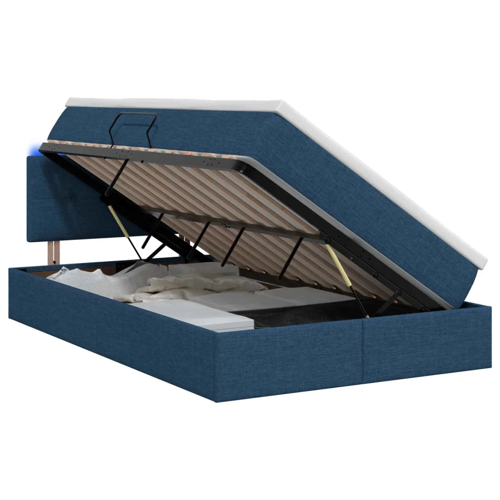 Letto con contenitore LED e materasso Blu 120 x 190 cm Tessuto 3459053