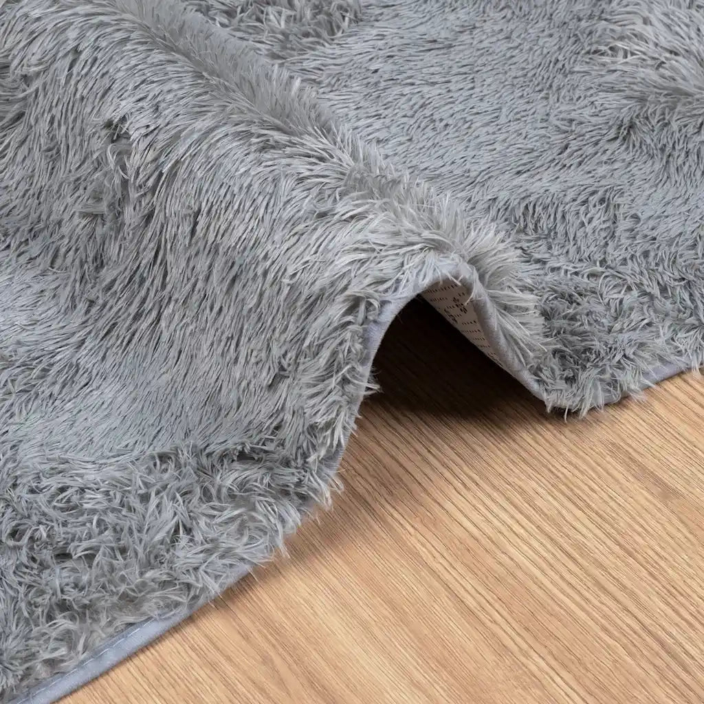 Tappeto Shaggy a Pelo Lungo NAVARRA Grigio Chiaro 160x160 cm 4102874