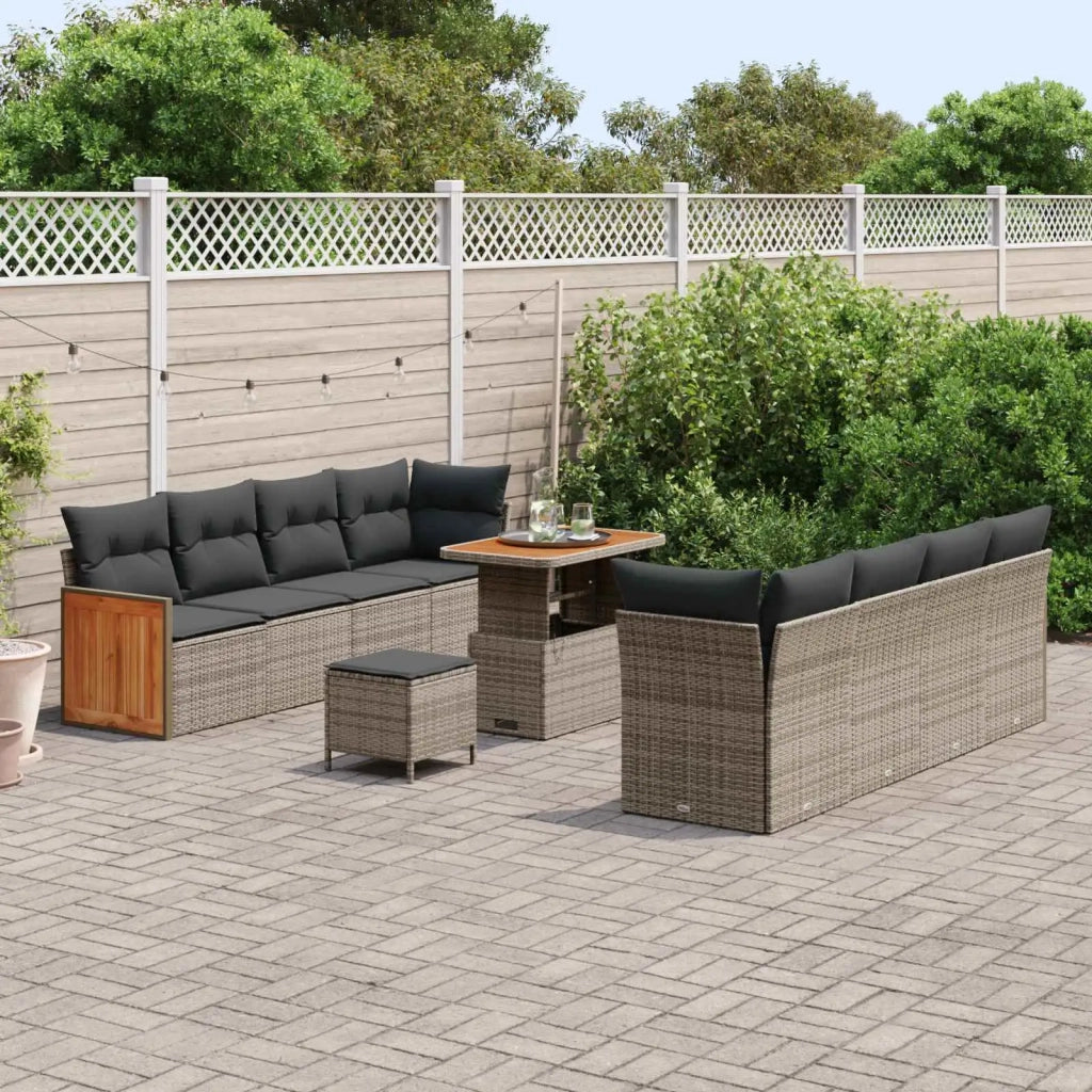 Set Divano da Giardino con cuscino 11 pcs Grigio 3363153