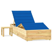 Lettino prendisole sedia a sdraio lettino prendisole letto da giardino mobili da giardino 198 cm con tavolo e cuscino pino impregnato 02_0012678