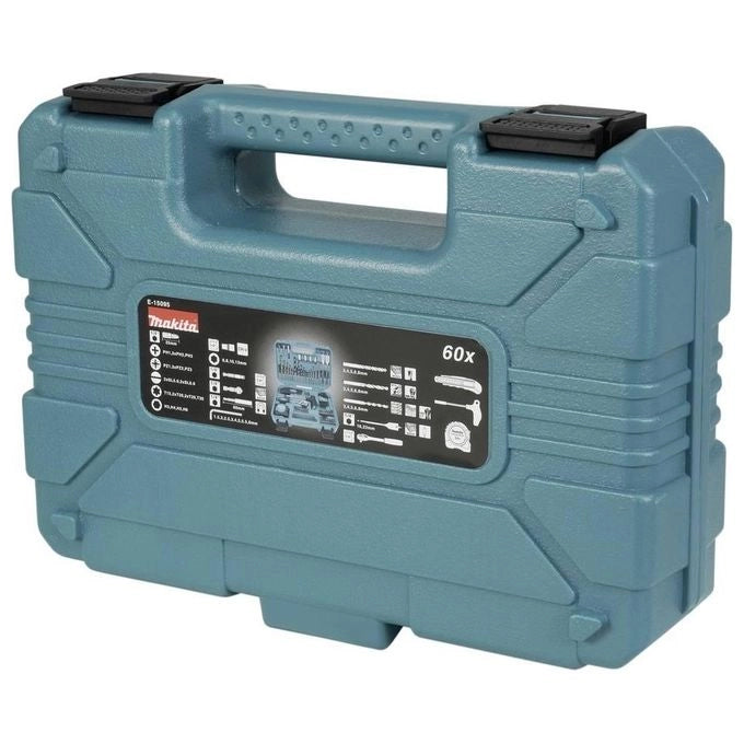 Makita E-15095 Set di punte e cacciaviti 60 pezzi Attacco 1-4 pollice Custodia resistente colore Nero