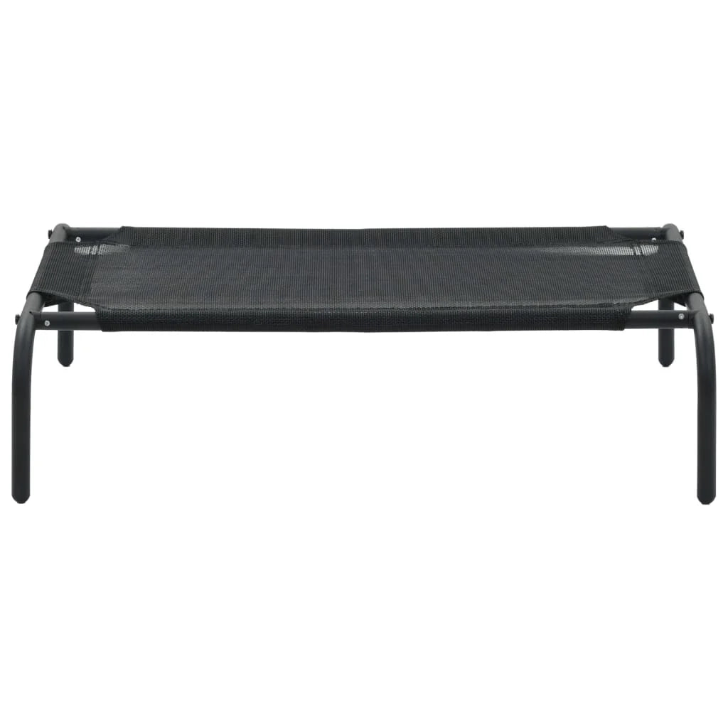 Cuccia rialzata per cani piccola cesta per cani in textilene 90 x 50 x 20 cm nero 02_0001544