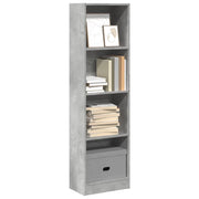 Libreria-Scaffale per Libri-Mobile di Stoccaggio Grigio Cemento 40x24x143 cm in Truciolato