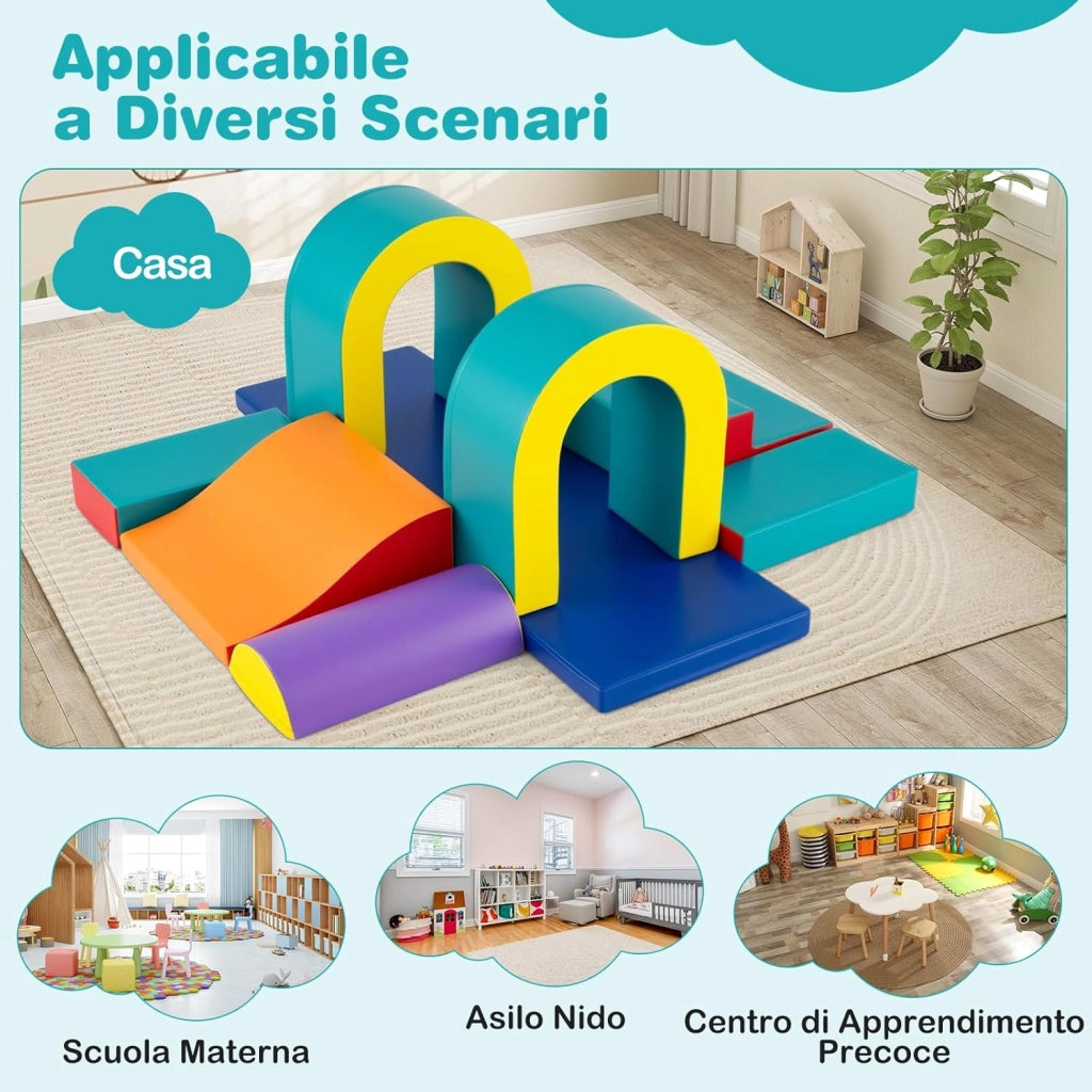 Set di 10 Blocchi da Arrampicata in Schiuma, Palestra da Gioco in Morbida Pelle Sintetica, Strutture Leggere per Scalare, Arrampicarsi, Scivolare, per Bambini 1+ Anno (Verde)