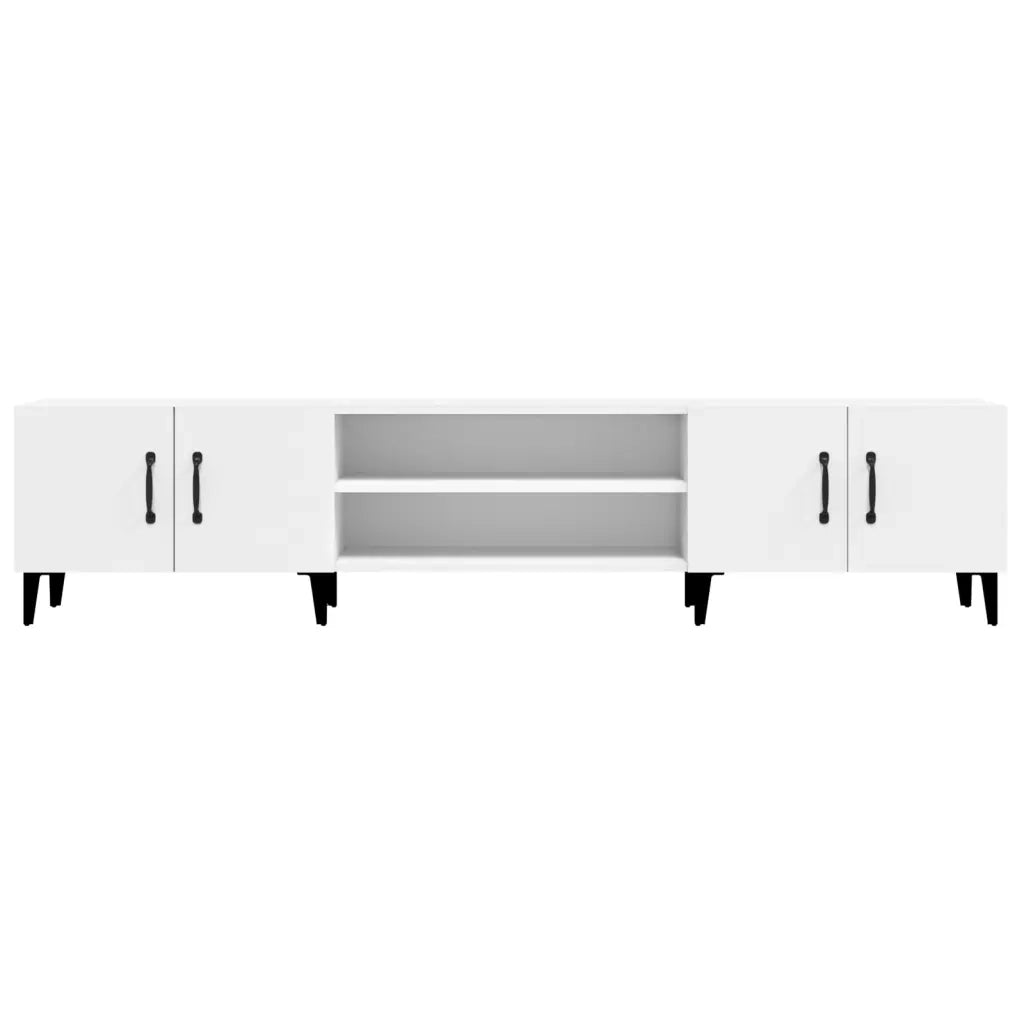 Mobile TV Bianco 180x31,5x40 cm in Legno Massello di Argilla 816264